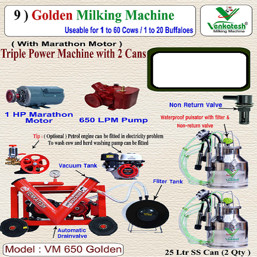 GOLDEN MILKING MACHINE-USABLE 1 TO 60 COWS